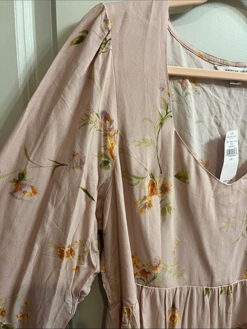 American Eagle Outfitters Blush Pink Floral Peasant Tunic - Picture 3 of 13